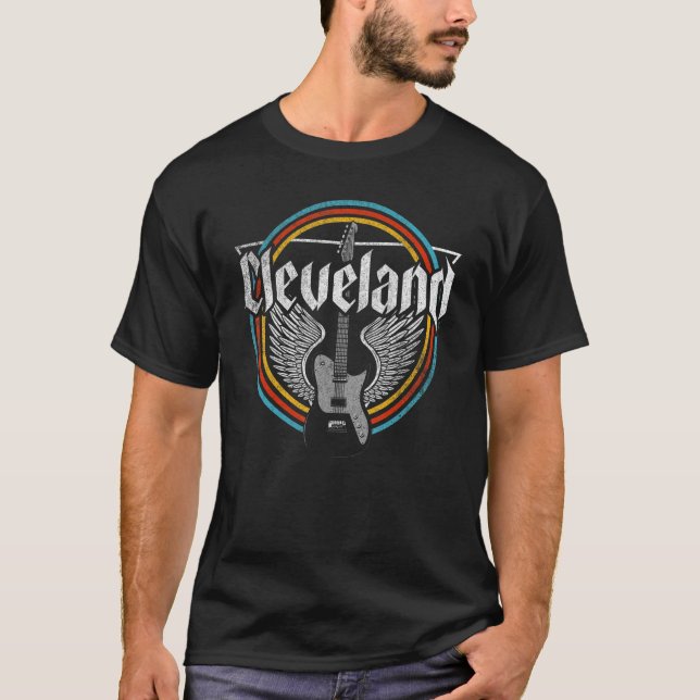 Cleveland Ohio Rock Music Retro Graphic T-Shirt (Front)