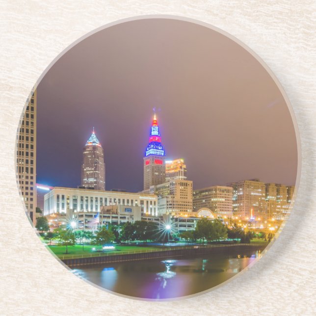 cleveland ohio sity skyline of downtown coaster (Front)