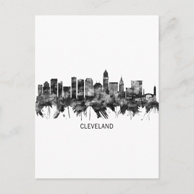 Cleveland Ohio Skyline BW Holiday Postcard (Front)