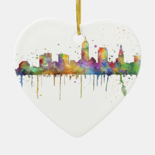 CLEVELAND, OHIO SKYLINE CERAMIC TREE DECORATION