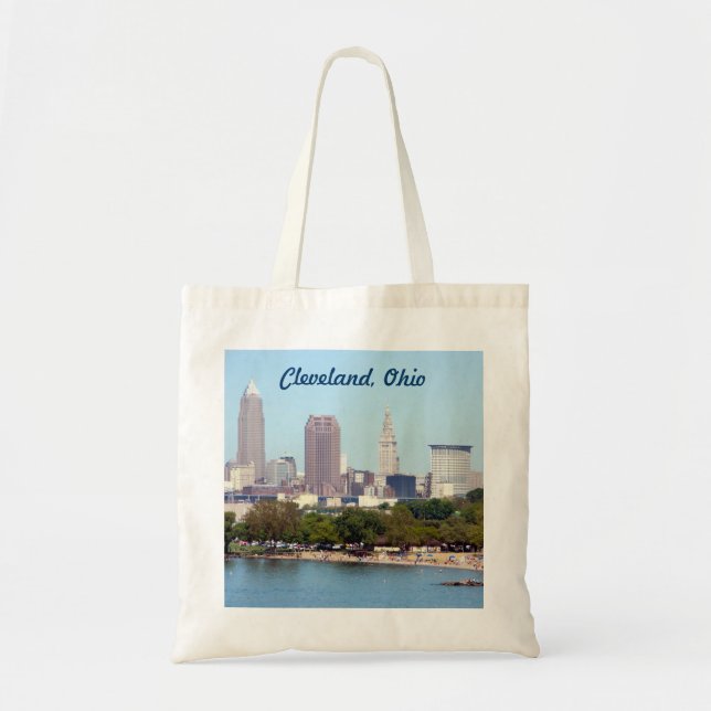 Cleveland Ohio Skyline (Edgewater) View Tote Bag (Front)