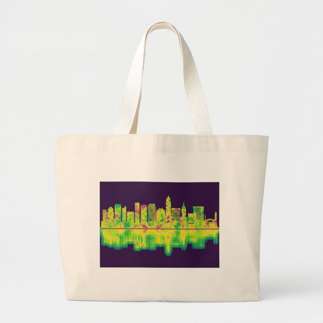 Cleveland Ohio Skyline Large Tote Bag (Front)
