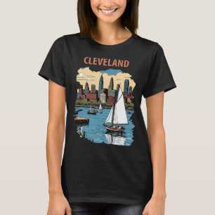 Cleveland Ohio Skyline Sailboat Travel T-Shirt