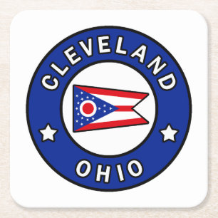 Cleveland Ohio Square Paper Coaster