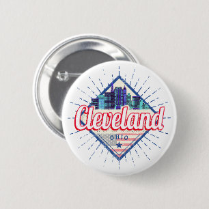 Cleveland Ohio United States Skyline Vintage USA 6 Cm Round Badge