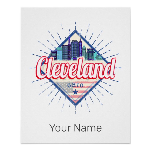 Cleveland Ohio United States Skyline Vintage USA Poster (Front)