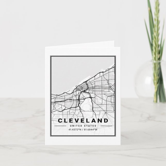 Cleveland Ohio USA Travel City Map Card (Front)