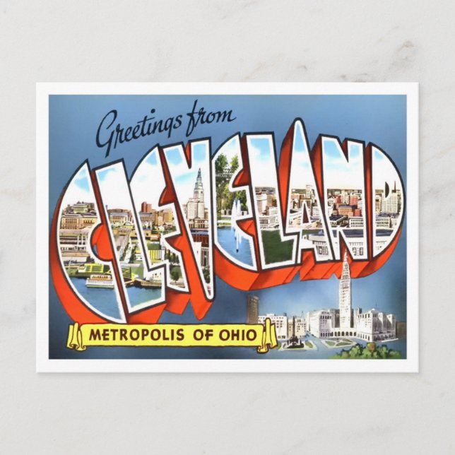 Cleveland, Ohio Vintage Big Letters Postcard (Front)