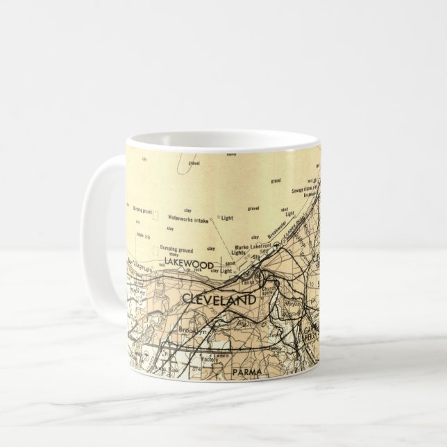 Cleveland Ohio Vintage Map Coffee Mug (Front Left)
