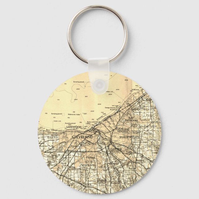 Cleveland Ohio Vintage Map Key Ring (Front)