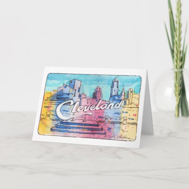 Cleveland Sign Folded Greeting Card (Front)