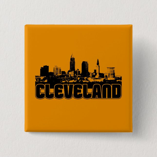 Cleveland Skyline 15 Cm Square Badge (Front)