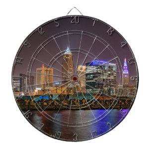 Cleveland Skyline at Night Dartboard