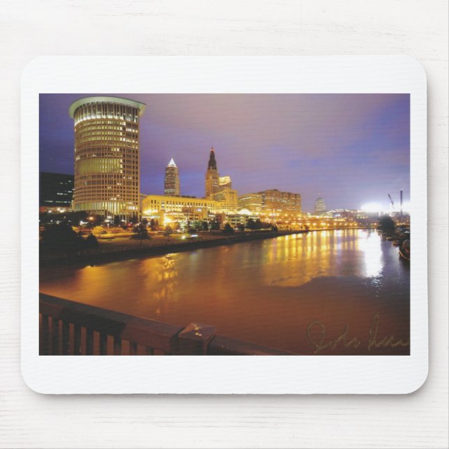 Cleveland Skyline at Night Mouse Pad (Front)