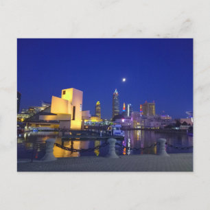 Cleveland skyline at night postcard