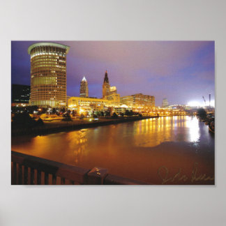 Cleveland Skyline at Night Poster