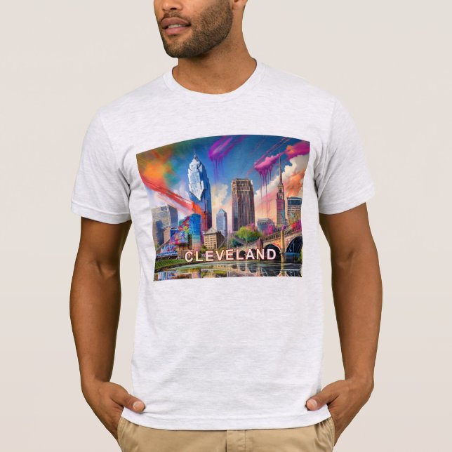Cleveland Skyline Graffiti Art  T-Shirt (Front)