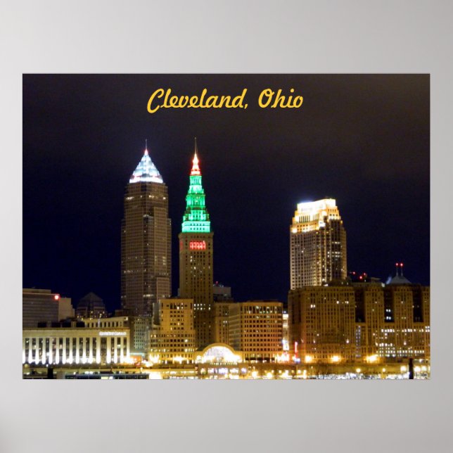 Cleveland Skyline (Holiday lights)Poster Poster (Front)