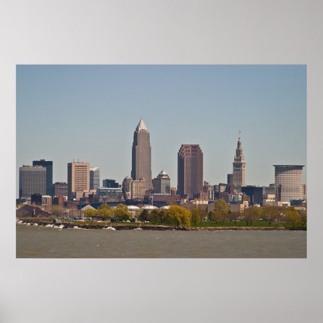 Cleveland Skyline in Spring Poster (Front)