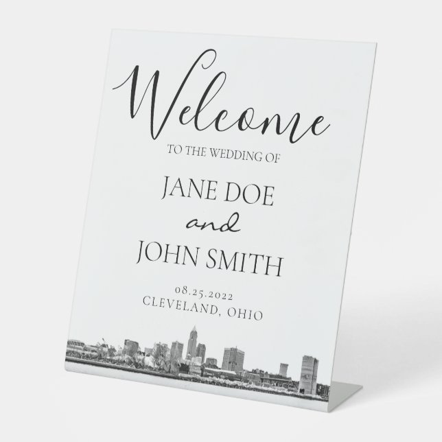 Cleveland Skyline  Pedestal Sign (Front)