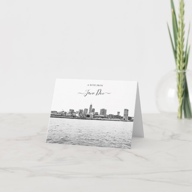 Cleveland Skyline Personalised Note Card (Front)