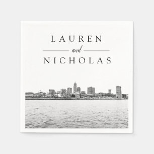 Cleveland Skyline Personalised Wedding Napkins
