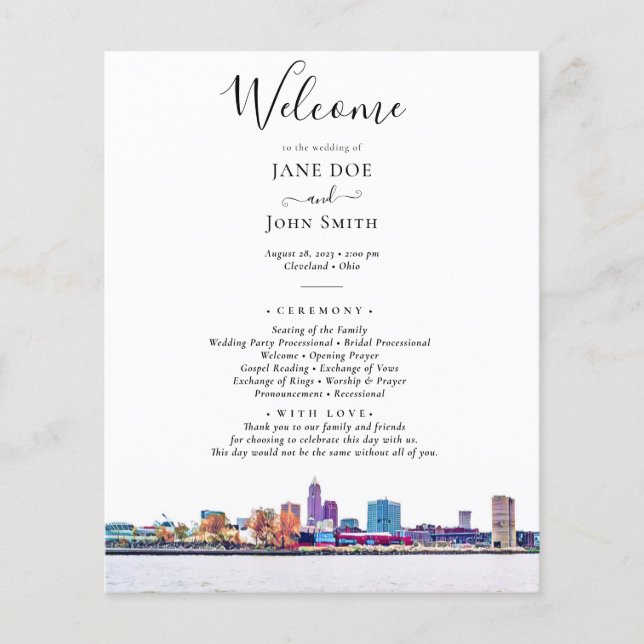 Cleveland Skyline Wedding Program Flyer (Front)