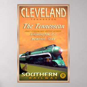 CLEVELAND Tennessee Southern Railway Travel Poster