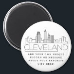 Cleveland Themed | Custom City Message or Slogan Magnet<br><div class="desc">A unique magnet favour representing the beautiful city of Cleveland,  Ohio.  
This keychain features a stylised illustration of the city's unique skyline with its name underneath.
Underneath the city name is a spot for your unique slogan or statement about your favourite city.</div>