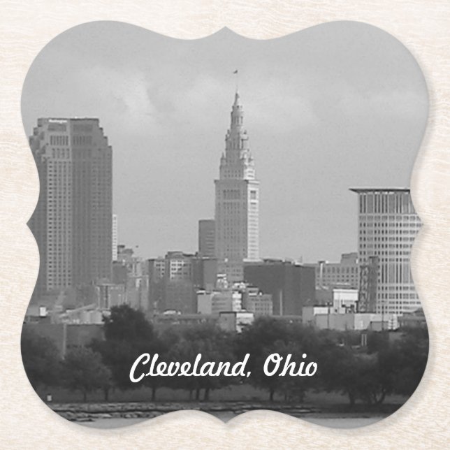 Cleveland Tower BW Paper Coaster (Front)
