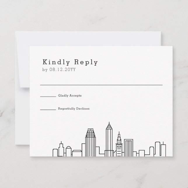 Cleveland Wedding | Stylised Skyline RSVP (Front)