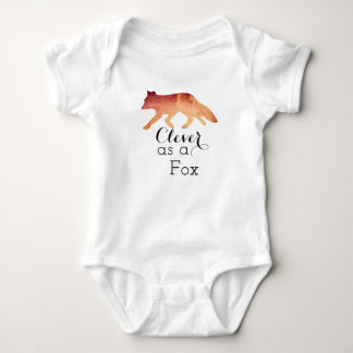 Clever as a Fox Typographical Watercolor Baby Bodysuit