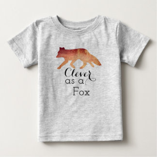 Clever as a Fox Typographical Watercolor Baby T-Shirt