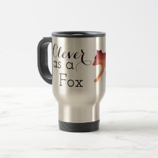 Clever as a Fox Typographical Watercolor Travel Mug