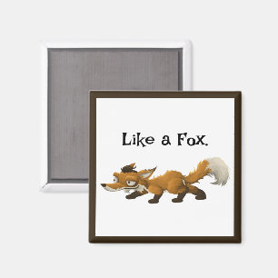 Clever Fox Cartoon – “Like a Fox” Design Magnet