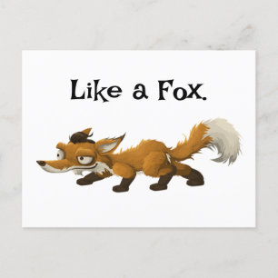 Clever Fox Cartoon – “Like a Fox” Design Postcard