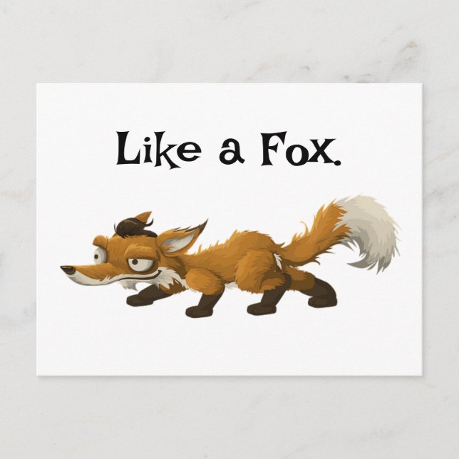 Clever Fox Cartoon – “Like a Fox” Design Postcard (Front)