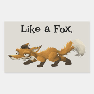 Clever Fox Cartoon – “Like a Fox” Design Rectangular Sticker