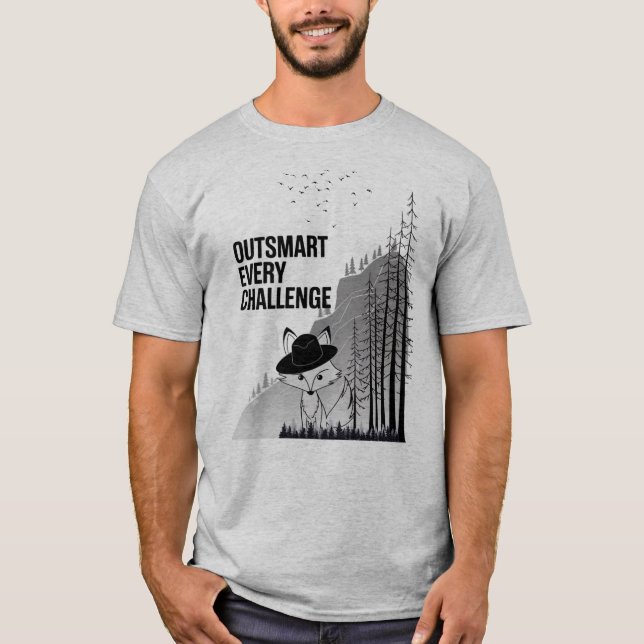 Clever Fox Motivational Design T-Shirt (Front)