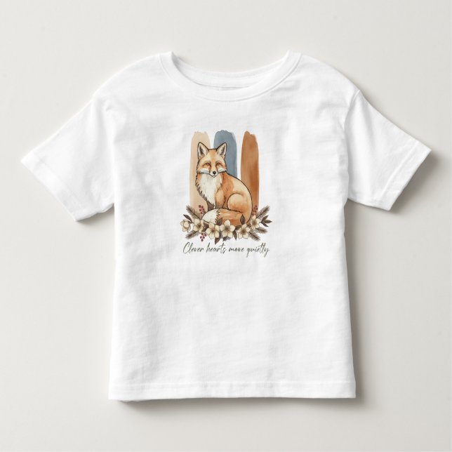 Clever Fox Quote Watercolor Art Toddler T-Shirt (Front)