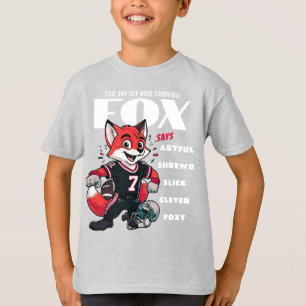 Clever Foxy Fox Grey Cartoon Boys Ash T-Shirt