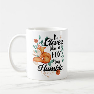 Clever Like Fox, Humble, Wild Animal Floral Coffee Mug
