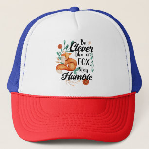 Clever Like Fox Humble, Wildlife Animal Floral Trucker Hat