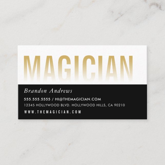 CLEVER OMBRE FADE TEXT minimal modern gold black Business Card (Front)