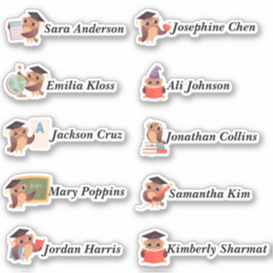 Clever owls Custom Multiple Name Stickers