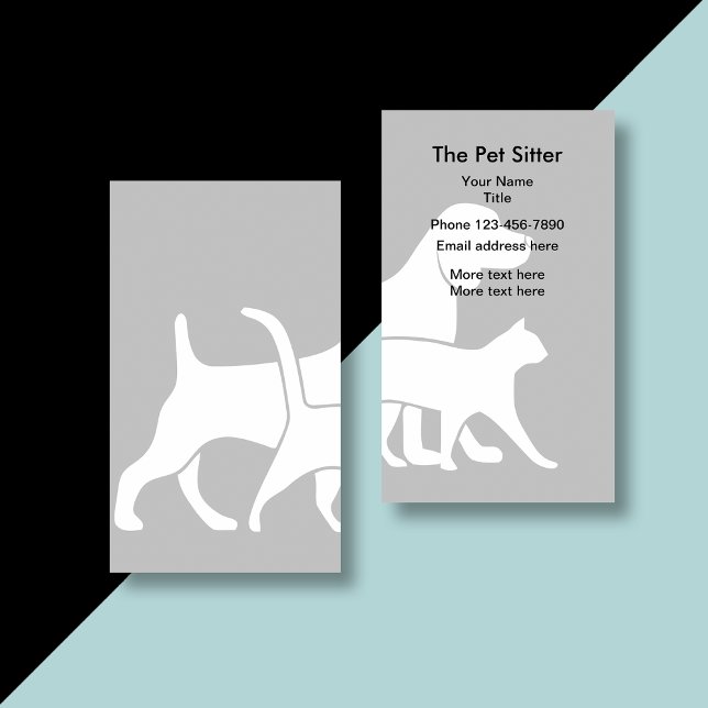 Clever Pet Sitter Double Side Business Card Design (pet sitter)
