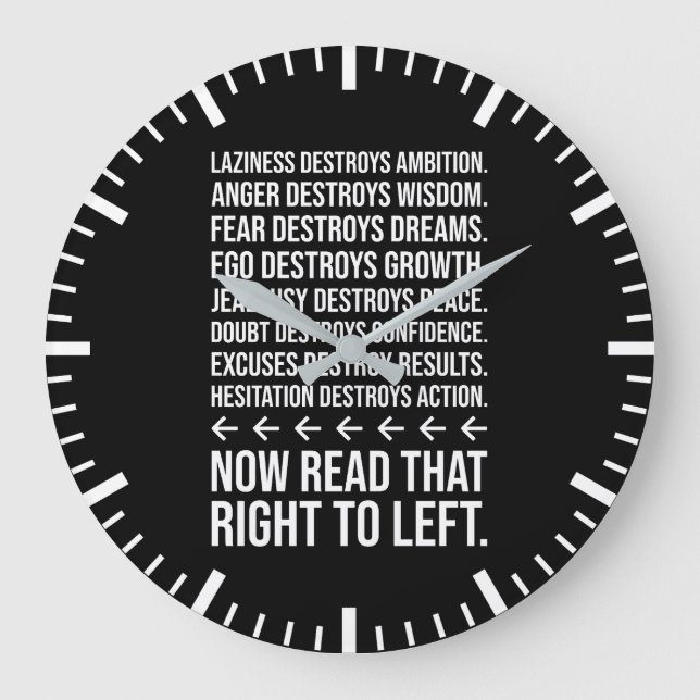 Clever Success Motivation, Gym, Hustle, Grind Insp Large Clock (Front)