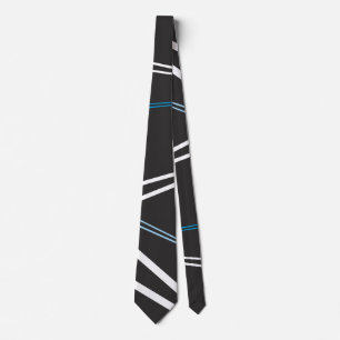 Clever White and Blue Geometric Oblique Lines Tie