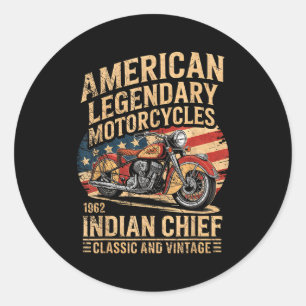 Clic &amp; Vintage American Motorcycle Indian Born Classic Round Sticker