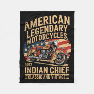 Clic &amp; Vintage American Motorcycle Indian Born Fleece Blanket
